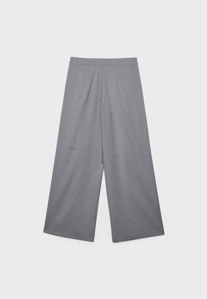 Pantalon chic décontracté à rayures avec ceinture croisée