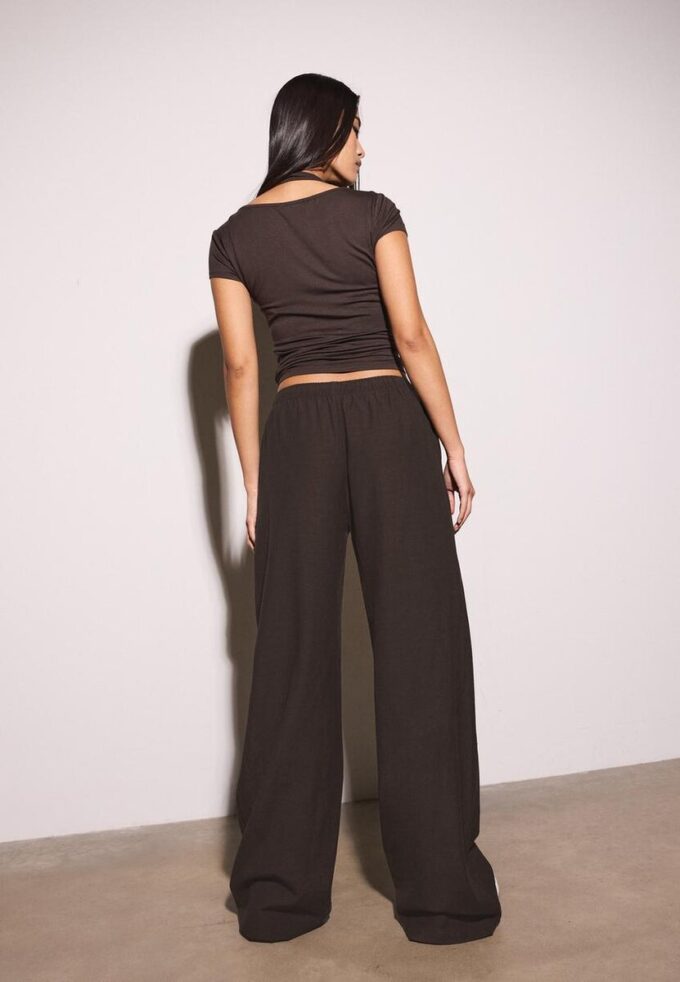 Pantalon à cordon de serrage effet lin