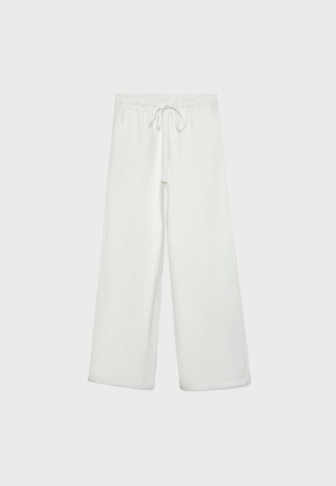 Pantalon à cordon de serrage effet lin