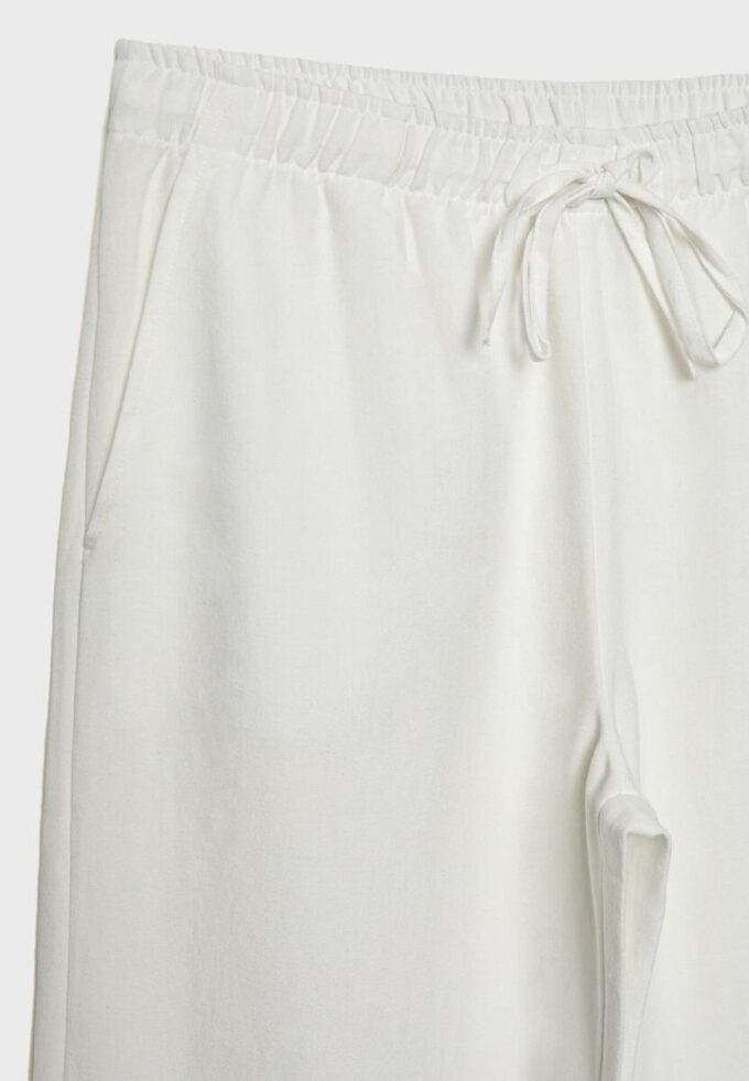 Pantalon à cordon de serrage effet lin