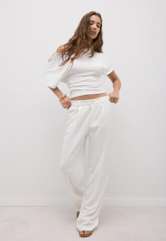 Pantalon à coupe droite effet lin