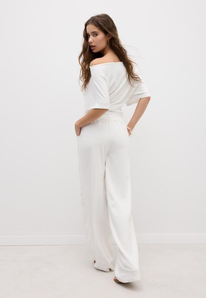 Pantalon à coupe droite effet lin