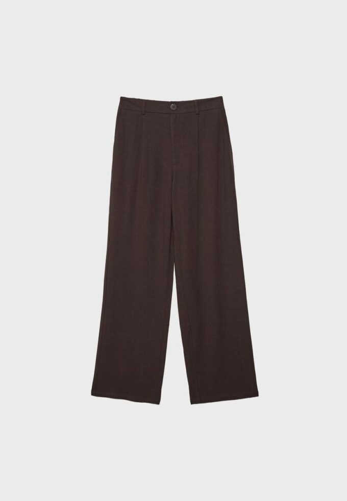 Pantalon à coupe droite effet lin