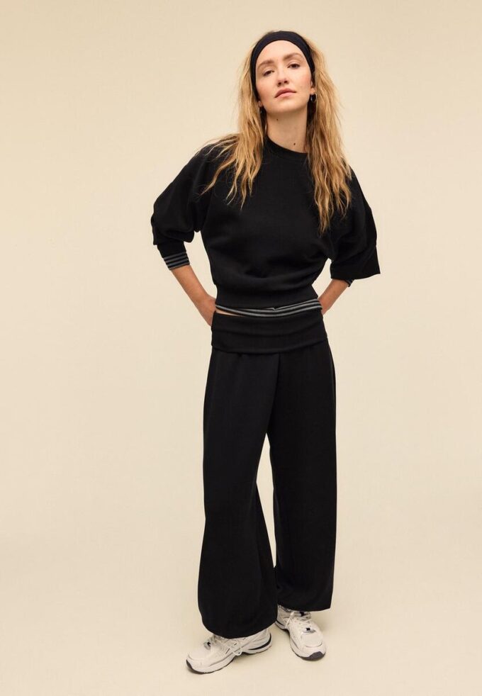 Pantalon de jogging ballon au toucher doux avec taille retroussée