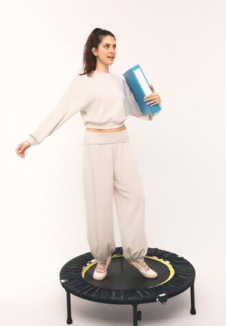 Pantalon de jogging ballon au toucher doux avec taille retroussée