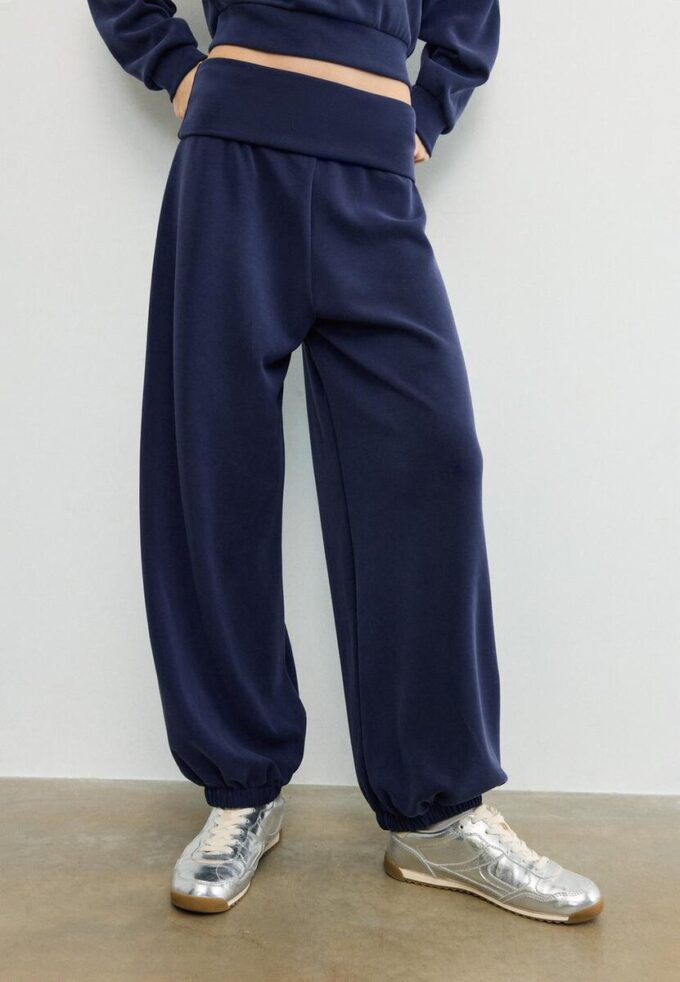 Pantalon de jogging ballon au toucher doux avec taille retroussée