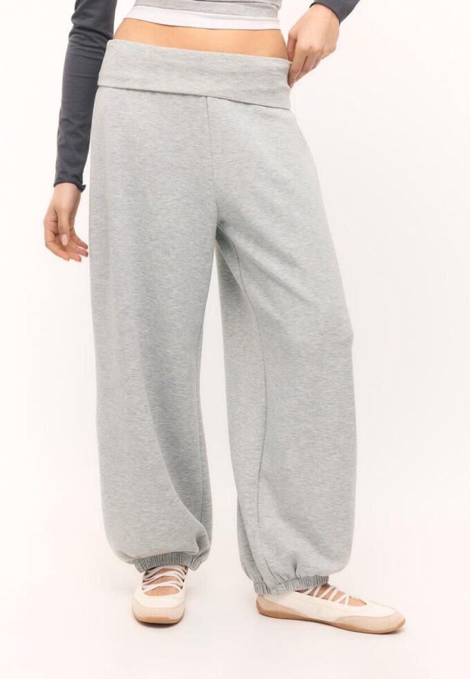 Pantalon de jogging ballon au toucher doux avec taille retroussée