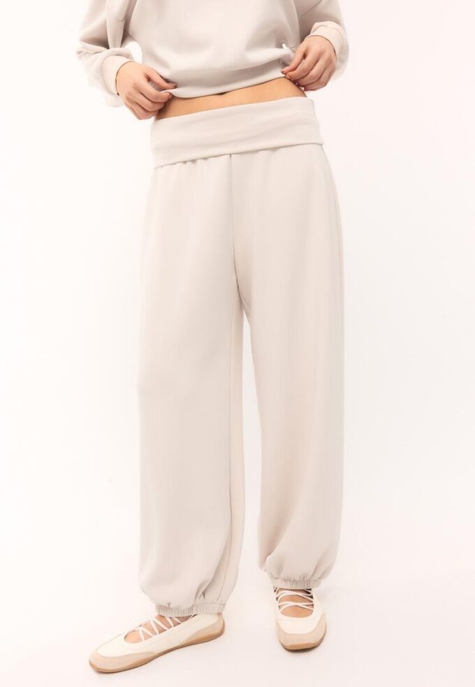 Pantalon de jogging ballon au toucher doux avec taille retroussée