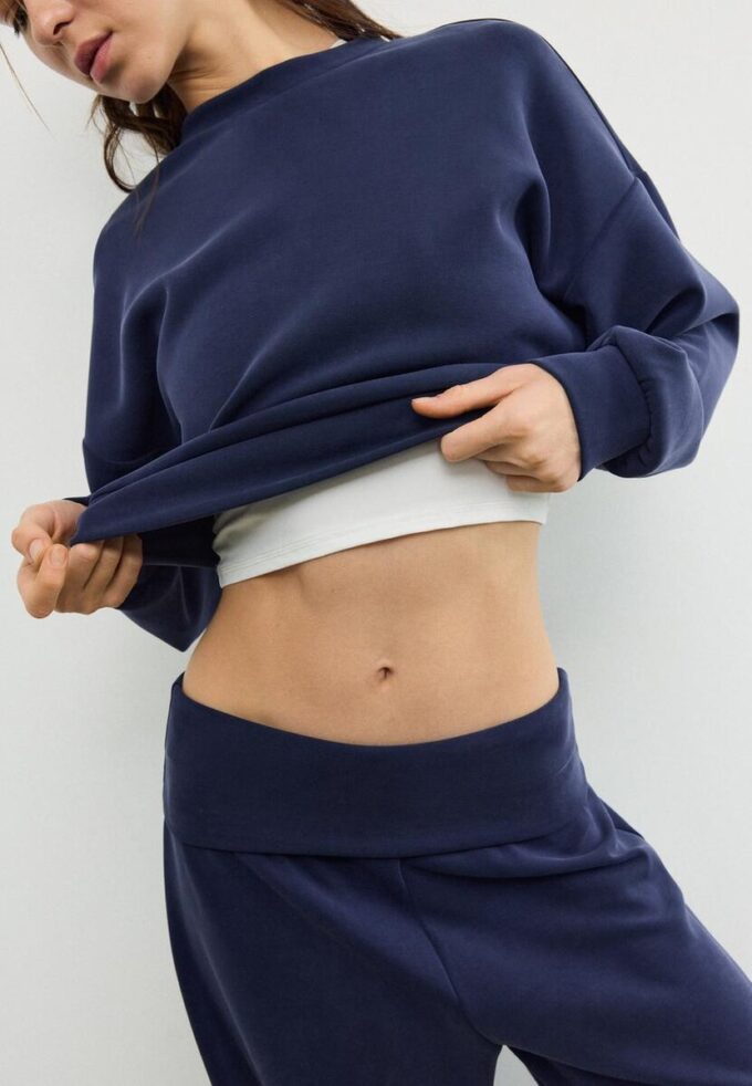 Pantalon de jogging ballon au toucher doux avec taille retroussée