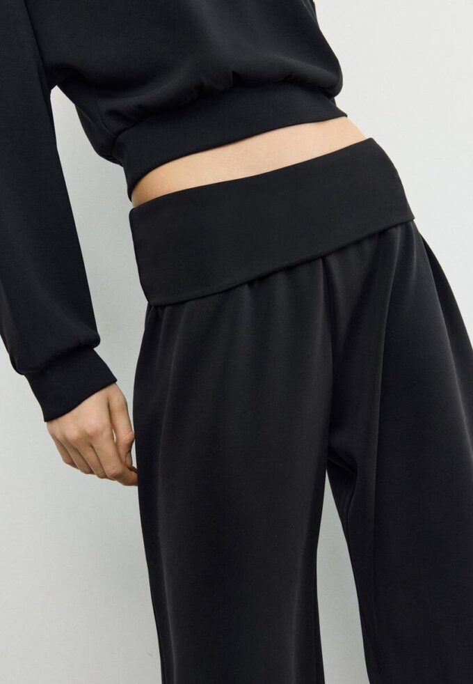 Pantalon de jogging ballon au toucher doux avec taille retroussée