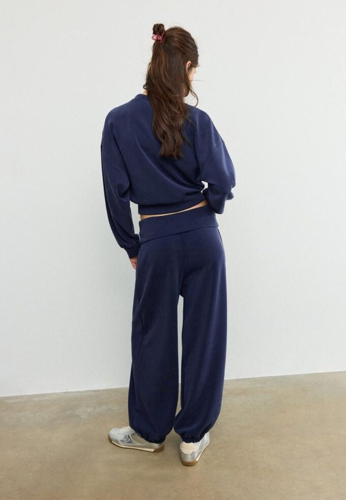 Pantalon de jogging ballon au toucher doux avec taille retroussée