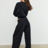 Pantalon de jogging ballon au toucher doux avec taille retroussée