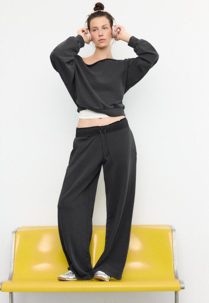 Pantalon de jogging droit effet délavé