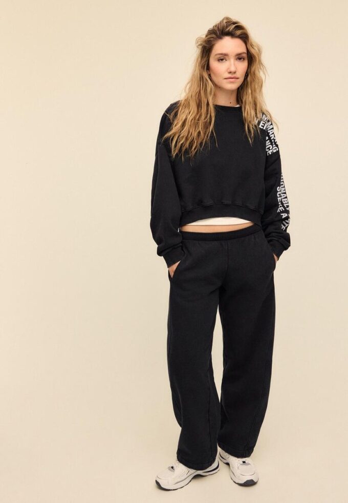 Pantalon de jogging en molleton à touché doux délavé à l&rsquo;acide