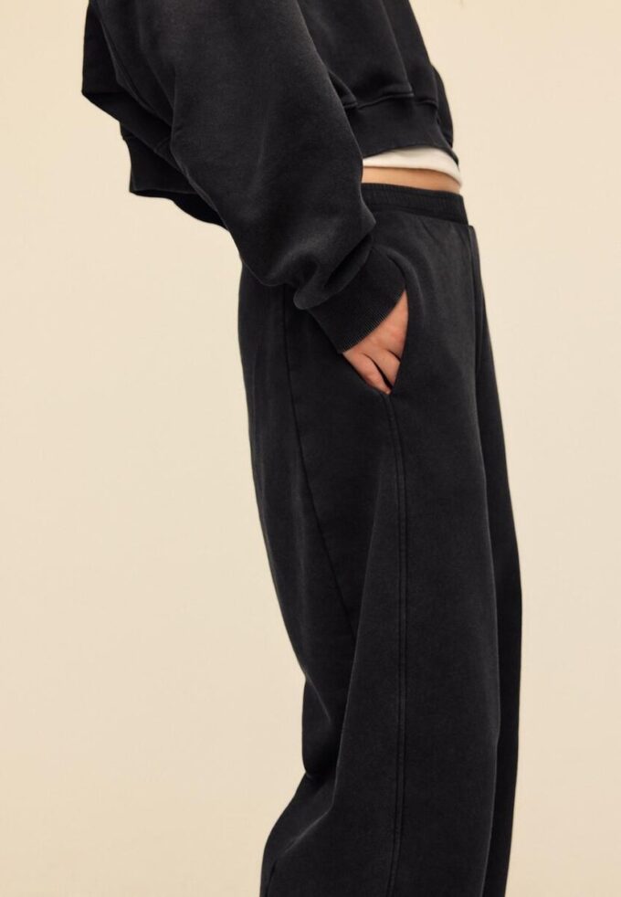 Pantalon de jogging en molleton à touché doux délavé à l&rsquo;acide