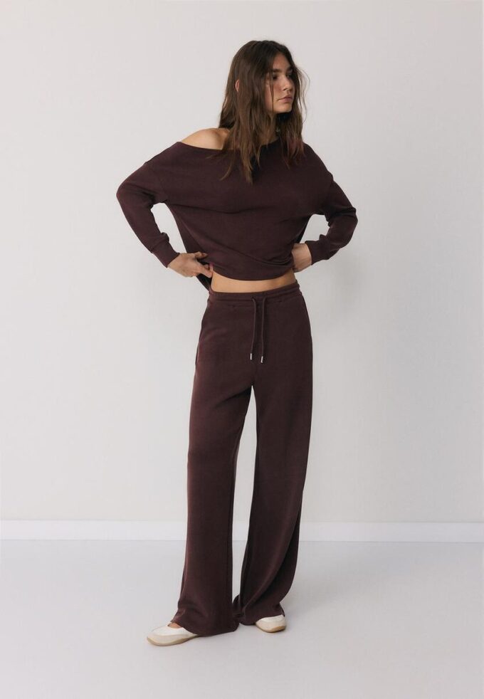 Pantalon de jogging palazzo au toucher doux