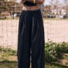 Pantalon de jogging palazzo à taille élastiquée et Toucher doux