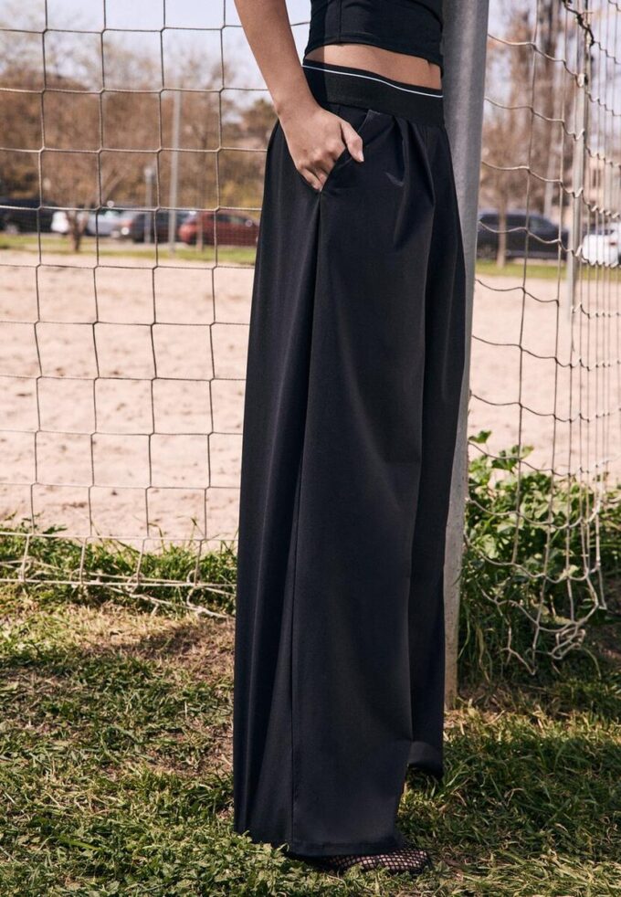 Pantalon de jogging palazzo à taille élastiquée et Toucher doux