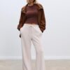 Pantalon de jogging Wide Leg en toucher doux avec détail de couture sur le devant
