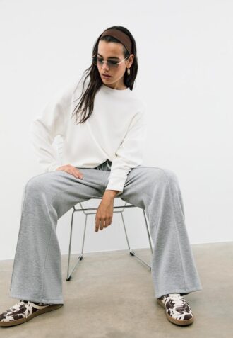 Pantalon de jogging Wide Leg en toucher doux avec détail de couture sur le devant