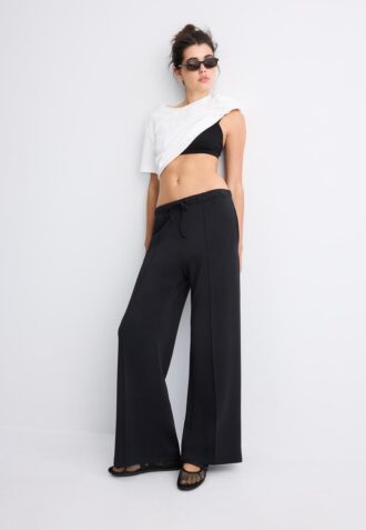 Pantalon de jogging Wide Leg en toucher doux avec détail de couture sur le devant