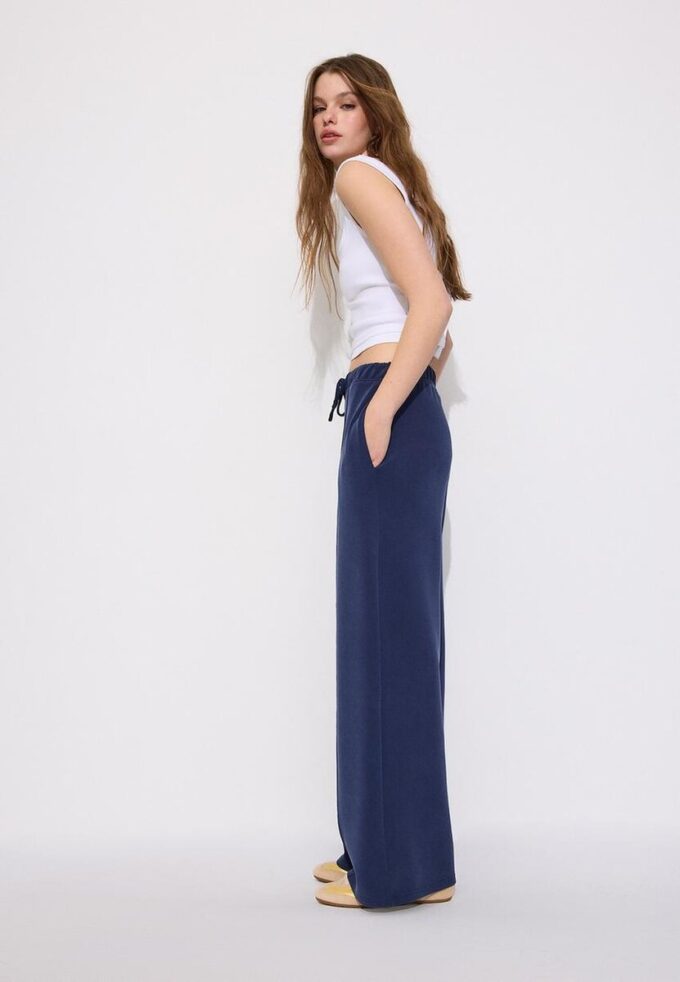 Pantalon de jogging Wide Leg en toucher doux avec détail de couture sur le devant