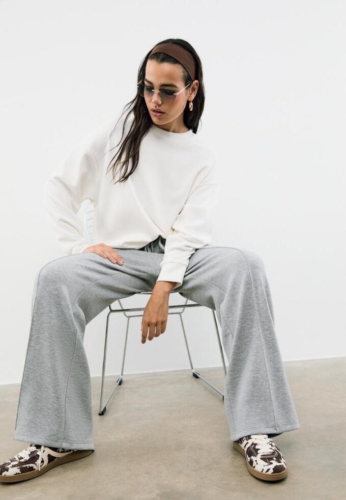 Pantalon de jogging Wide Leg en toucher doux avec détail de couture sur le devant