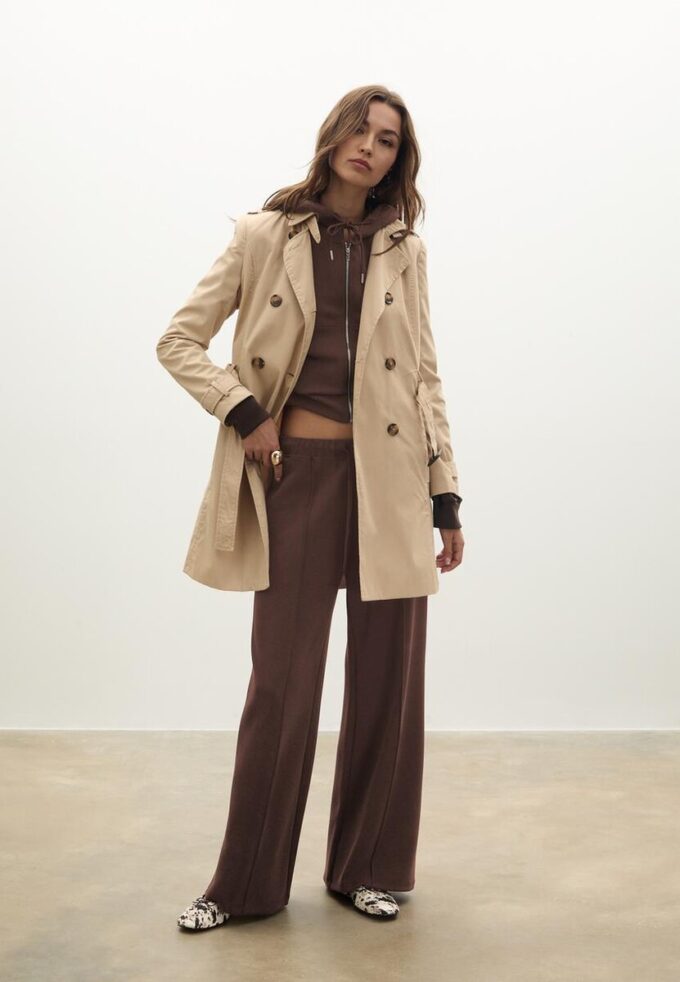 Pantalon de jogging Wide Leg en toucher doux avec détail de couture sur le devant