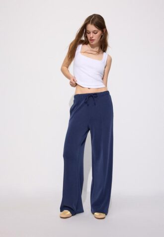 Pantalon de jogging Wide Leg en toucher doux avec détail de couture sur le devant