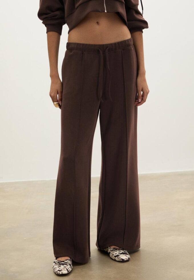Pantalon de jogging Wide Leg en toucher doux avec détail de couture sur le devant