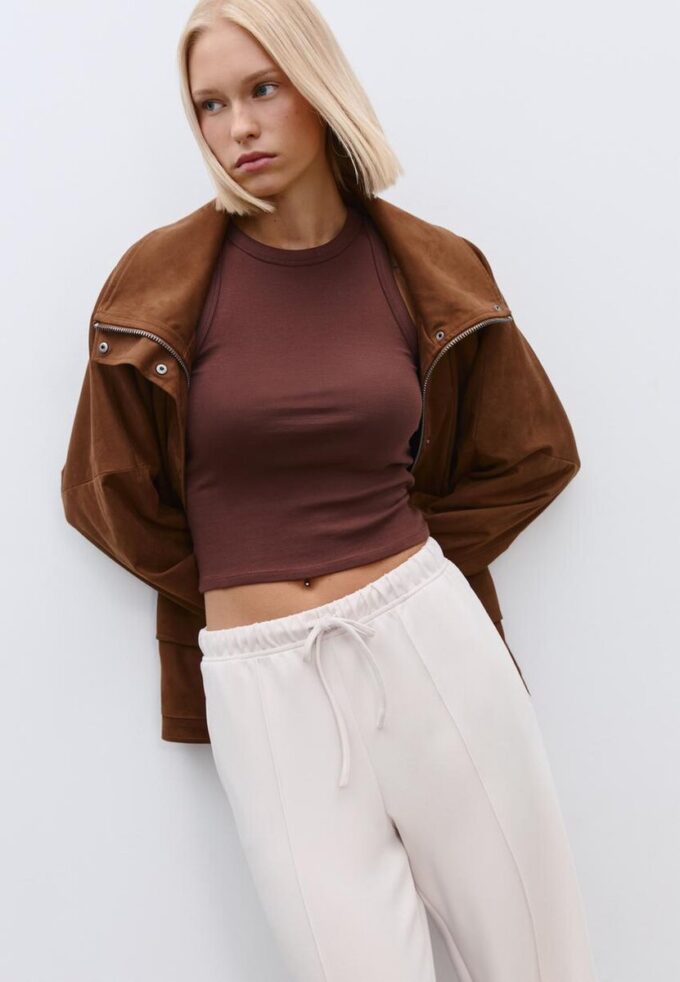 Pantalon de jogging Wide Leg en toucher doux avec détail de couture sur le devant