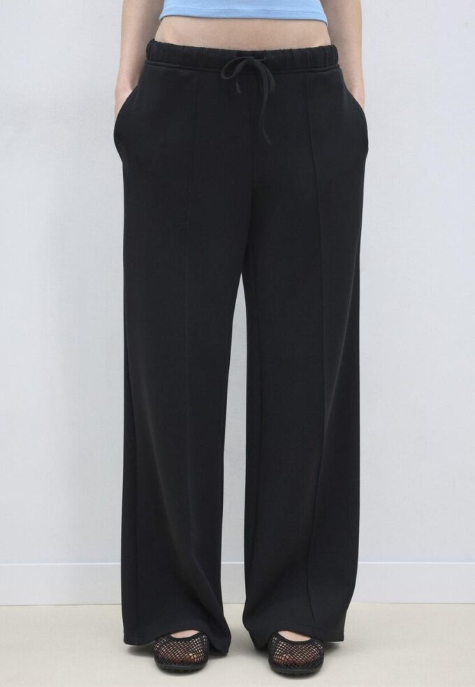 Pantalon de jogging Wide Leg en toucher doux avec détail de couture sur le devant