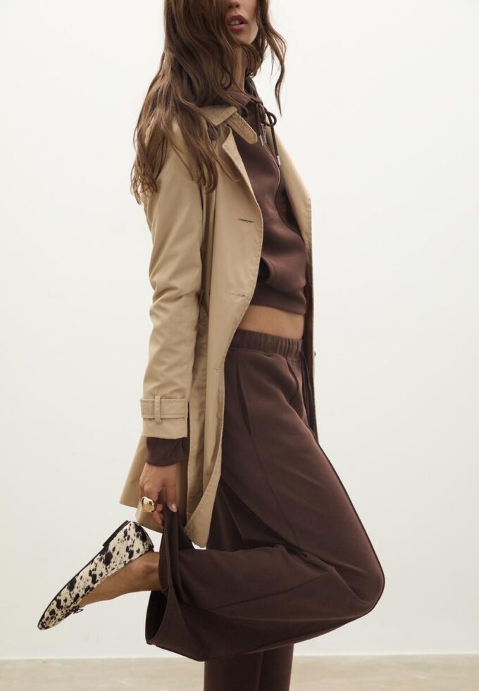 Pantalon de jogging Wide Leg en toucher doux avec détail de couture sur le devant