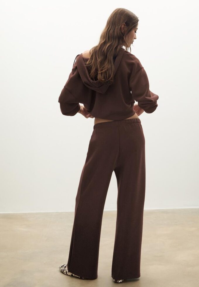 Pantalon de jogging Wide Leg en toucher doux avec détail de couture sur le devant