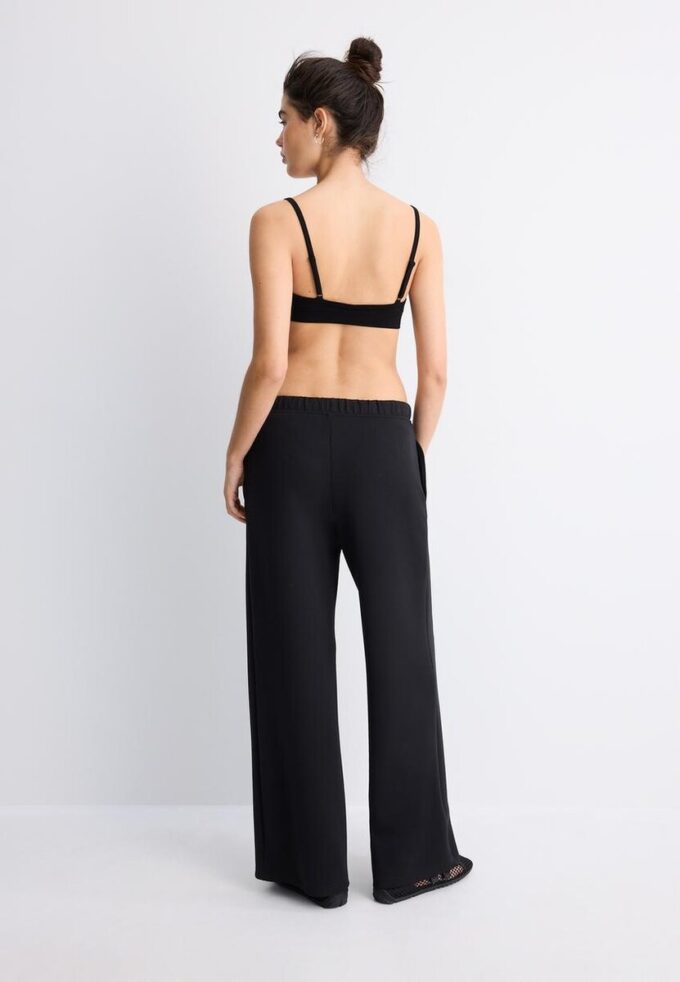 Pantalon de jogging Wide Leg en toucher doux avec détail de couture sur le devant
