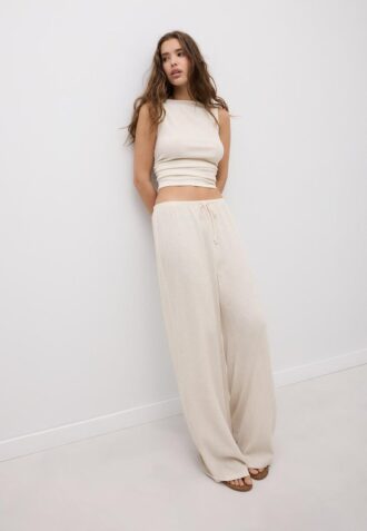 Pantalon droit à effet froissé