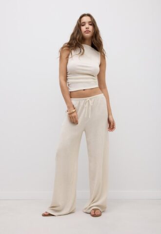 Pantalon droit à effet froissé