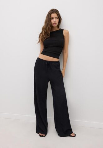 Pantalon droit à effet froissé