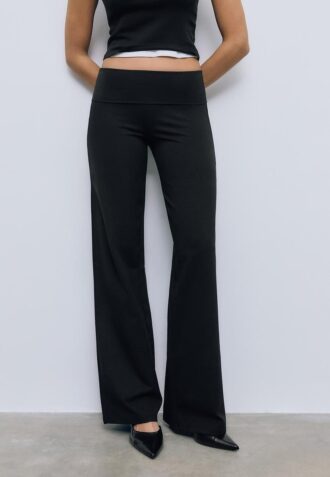 Pantalon en maille à taille rabattable Pantalon en maille à taille rabattable