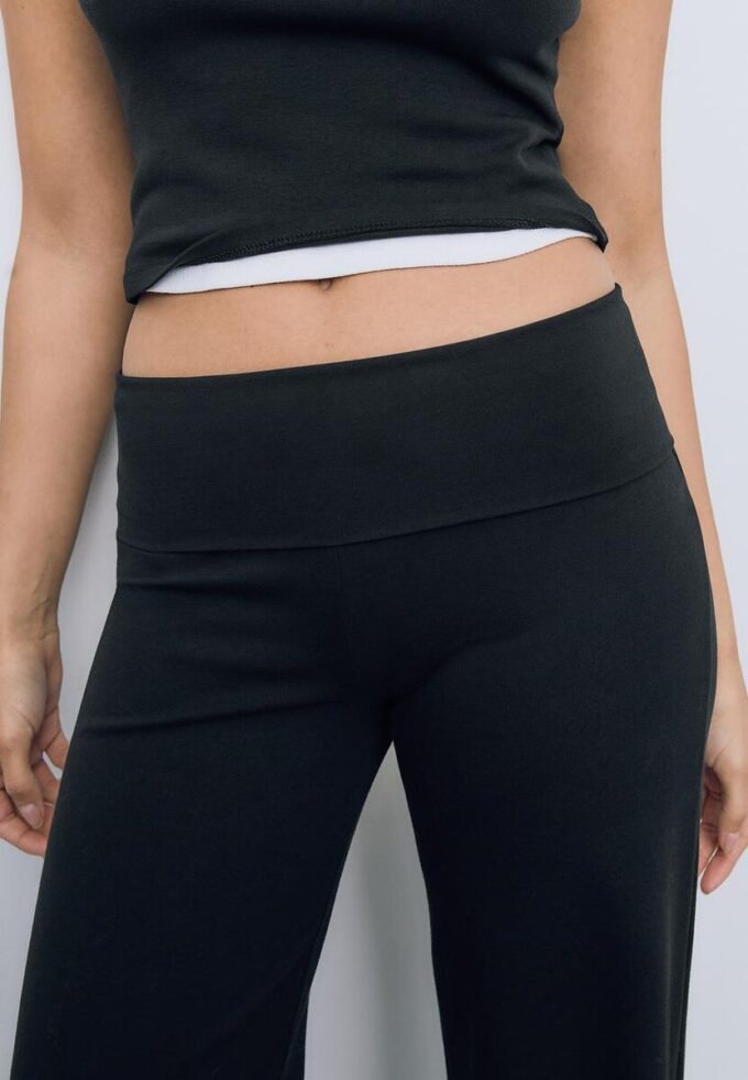 Pantalon en maille à taille rabattable Pantalon en maille à taille rabattable