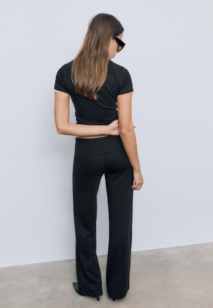 Pantalon en maille à taille rabattable Pantalon en maille à taille rabattable