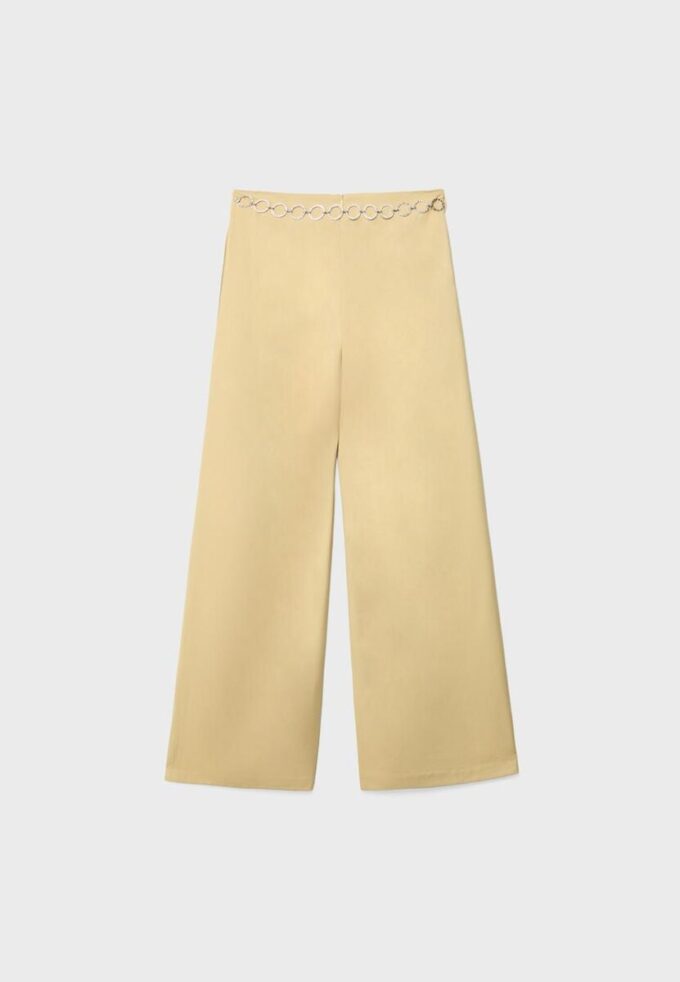 Pantalon en satin avec détail chaîne