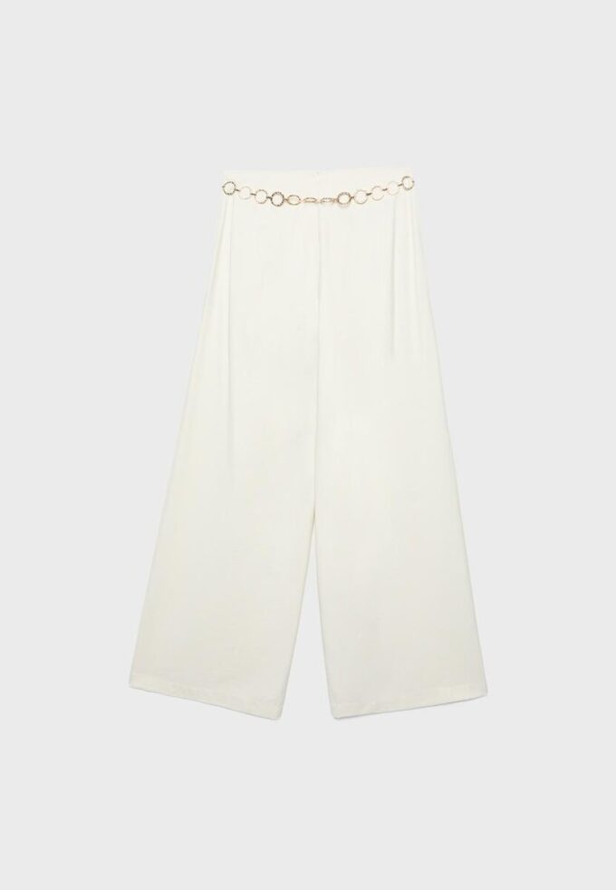 Pantalon en satin avec détail chaîne