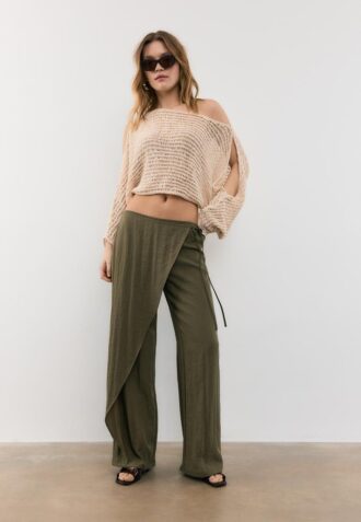 Pantalon fluide croisé