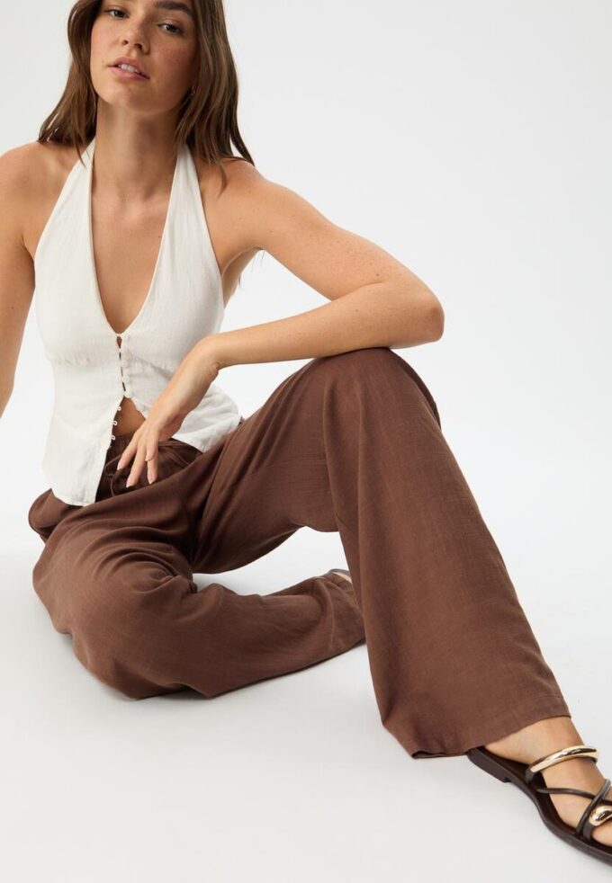 Pantalon fluide effet lin