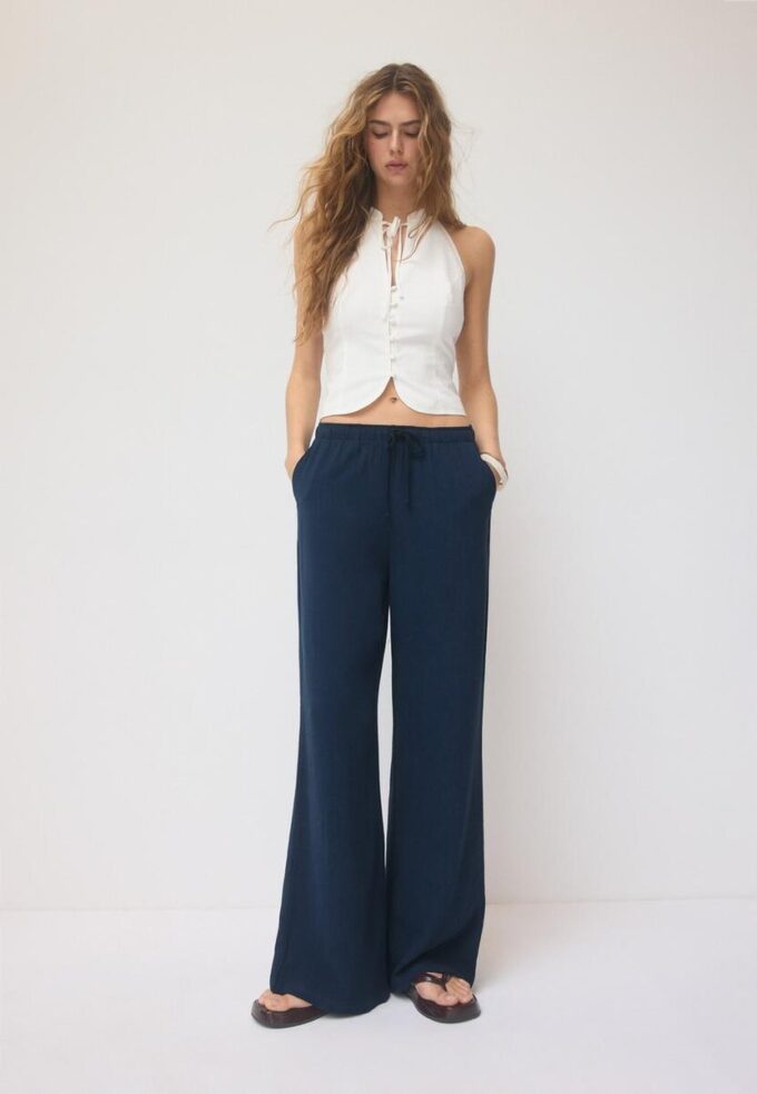 Pantalon fluide effet lin