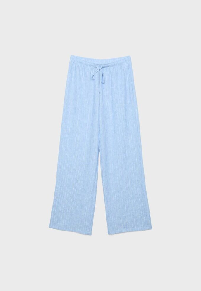 Pantalon fluide effet lin à fils métalliques