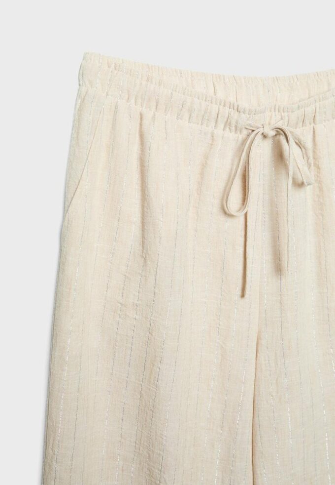 Pantalon fluide effet lin à fils métalliques