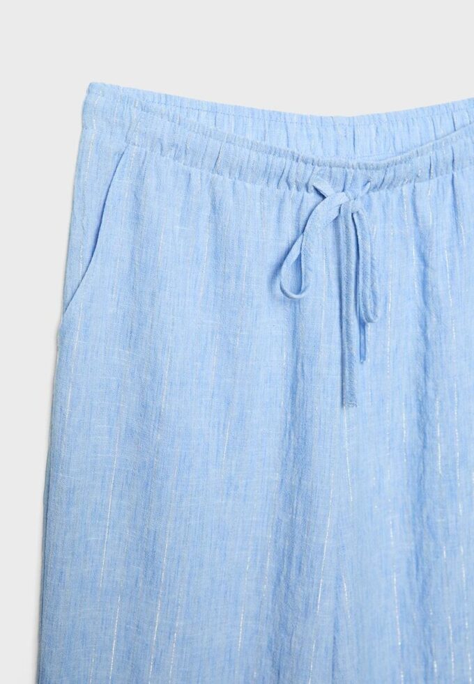 Pantalon fluide effet lin à fils métalliques