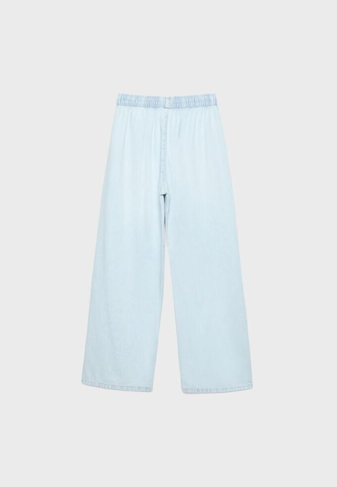 Pantalon fluide en denim à cordon de serrage Pantalon fluide en denim à cordon de serrage